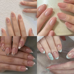 150Pcs Gradient Nude Short Almond Fake Nails XS/S/M Size Glossy Full Cover Press On Nail