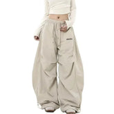 Retro Y2K Hip Hop Streetwear Casual Chic Matching Sweatpant Oversize Wide Leg Pant Low Waist Drawstring Lady Cargo Pants