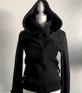 Black Gothic Hoodie Solid Color Slim Vintage Top Retro 90s Pattern Sweatshirt Hoodie Versatile Casual Cardigan