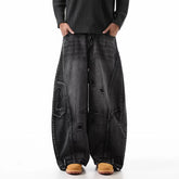Korean Retro Plus Size Ripped Jeans Wide Leg Curved Pantsable Casual Loose Straight Leg Pants