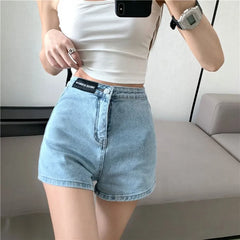 Retro Spicy Girl High Waist Skinny Denim orts Thin Korean Sle Cotton Stretch Tight Fit Trendy Pants