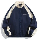 Hip Hop Varsity Jacket High Street Patchwork Color Block Windbreaker Coats Thin College Jackets