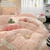 3 Piece duvet cover Set bowknot printting Quilt cover Set comfortable Ruffles Bedding Set Bedspread