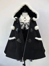 Black Cape Coat Loose Hooded Zipper Overcoat Elegant Casual Gothic Christmas Shawl Clothes