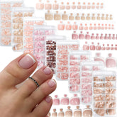 120pcs/Box 9 Styles French Fake Press On Toenails Short Square Nude Pink French Glossy False Toe Nail Full Cover Toe Tips