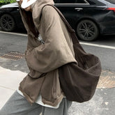 Vintage Bag Large Capacity Shoulder Bag Solid Color Simple Casual Commuter Bag Retro Handbags