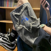 Pentagram Embroidery Y2k High Waist Casual Jean Shorts Gothic Loose Hip Hop Harajuku Streetwear Korean Style Denim Shorts