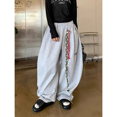 Gray Baggy Letter Print Sweatpants Oversize Dance Pants Harajuku 90s Style Vintage Y2k Hip Hop Wide Leg Trousers