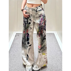Apricot Jeans Hip-hop Vintage Streetwear Y2K Wide Leg Straight Jean High Waist Trouser Classic Baggy Denim Pants