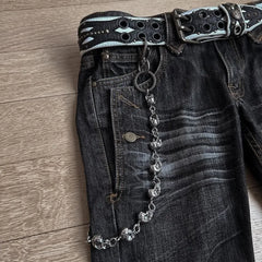 High Waist Harajuku Loose Embroidered Jeans with Rock Punk Style Y2K Micro La Retro Wide Leg Pants