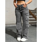 Jeans Y2k Jeans High Waist Stretch Cargo Pants Multiple Pockets Casual Trousers