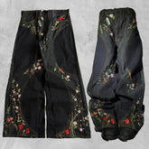 Y2K Floral Baggy Jeans Retro Blossom Embroidery Streamlined Unisex Streetwear Gothic High Street Oversized Wide Leg Pants
