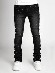 denim personality straight leg pants European