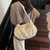 Large Capacity Shoulder Bags Lightweight Nylon Pleated Crossbody Bag Multiple Pockets Hobo Bag