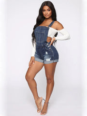 Shorts Overalls Ripped Jeans Lady Stretch Rompers Denim Pants Lady Cross Strap Jumpsuit Casual Bodysuits