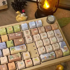 142 Keys Customized Gift Cute Cat keycaps MAO Keycaps Square Thermal Sublimation Mechanical Keyboard 2.25 U 2.75U