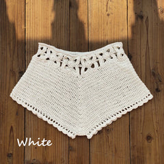 Crochet Cutout Swim Shorts Bathing Suit Bottoms Beach Style Drawstring Beach Board Shorts Swim Trunks