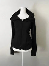 Y2k Retro Grey Wool Vintage Hooded Sweatshirt Cardigan Ladies Spring