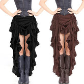 S-6XL Black Brown Palace Vintage Corset Irregular Skirt Pirate Skirt Adult Gothic Patchwork Steampunk Ruffles Corset Skirt