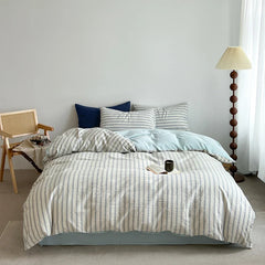 Washed Super Soft Duvet Cover Set with Bed Sheet Skin-friendly Bedding Set Hygroscopic Breathable Quilt Cover