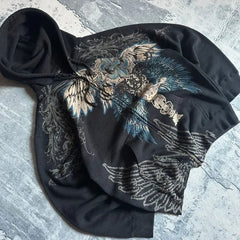 Gothic Oversized Letter Printed Zipper Hoodie Sweater Y2K Harajuku Rock Casual Couple Sweatshirt Streetwear