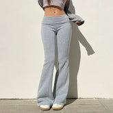 Casual Basic Solid Flare Pants Y2K Slim Low-Waisted Boot Cut Pants Streetwear Lady