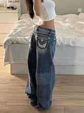 Pants Blue Y2k Wash Cargo Jeans Vintage Baggy Denim Trousers Japanese Oversize Boyfriend Harajuku Jeans