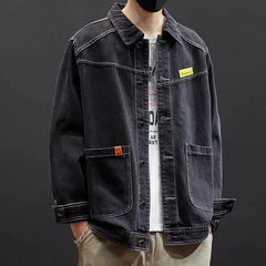 Loose Casual Denim Jacket Trendy Splicing Workwear Individuality