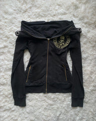 Y2K Retro Army Green Zipper Jacket Harajuku Slim Fit Denim Jacket Short Stand Collar Coat Goth Clothing
