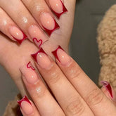 Simple wine red French false nails, European