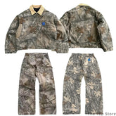 Harajuku Hip-hop Gothic Akimbo Camouflage Leaf Loose Coats Jackets Y2K Retro Couple Casual American Streetwear