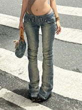 clothing Trendy vintage jeans Street wind low waist trousers Slim long pants
