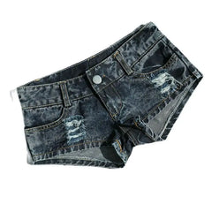 Low Waist Skinny Tight Denim Shorts Washed Cut Out Super Shorts Nightclub