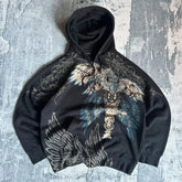 Gothic Oversized Letter Printed Zipper Hoodie Sweater Y2K Harajuku Rock Casual Couple Sweatshirt Streetwear