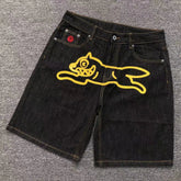 Y2k American Retro Hip-Hop Printed Denim Shorts