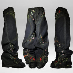 Y2K Floral Baggy Jeans Retro Blossom Embroidery Streamlined Unisex Streetwear Gothic High Street Oversized Wide Leg Pants
