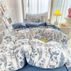 Ins-style Class A ultra-soft double-layer yarn washed cotton 4-piece set, cute quilt cover, student dormitory single