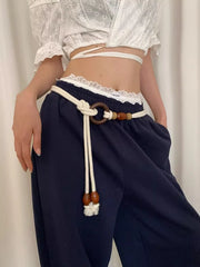 Bohemian Folk Style Braided Waist Rope Nvchan Ring Bead Design With Skirt Pants Decorative Belt
