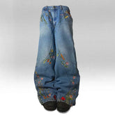 Y2K Baggy Jeans splicing Floral Seams embroidered jeans Gothic Hip Hop Harajuku Casual wide leg Jeans