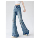 Ladies Jeans Flare High Waist Denim Trouser Leisure Slimming Vintage pants Y2k Flared Straight Leg Jeans On The Ground