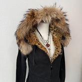 Skull Embroidery Super Leopard Hooded Sweater Y2K Gothic Hip Hop Casual Joker Sweatshirt
