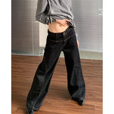 Blue Jeans High Waist Vintage Straight Baggy Denim Pants Streetwear Y2K American Style Wide Leg Denim Trouser
