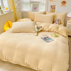 Simple Milk Fleece Warm Duvet Cover Set 220x240 Soft Fluffy Queen Bedding Set Plush Warmth Blanket Cover Sets Cozy