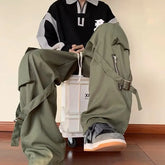 Vintage Multi-Pocket Loose Straight Overall Ins Tide Brand American Vibe Fenggao Street Loose Versatile Assault Mop Pant