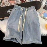 ShortsJeans Pants Stretch Dark Blue Design Jeans Slim Straight Male Short Jeans Hombre