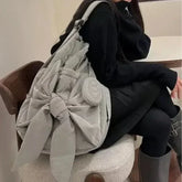 Bag Nylon High-Capacity Casual Backpack Bow Drawstring Shoulder Bag Handbag All-match