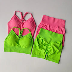 2 Pcs Yoga Sets High Waist Workout Outfits Gym Wear Gym Clothing Sports Suits Fitness Tracksuit Sportswear Shorts Suit