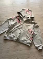 Y2K Vintage Oversized Cherry Blossom Embroidered Hooded Jackets Pink Zipper Coat Harajuku Hip Hop Graphic Streetwear