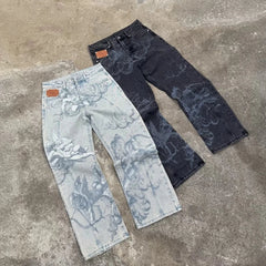 Y2k Angel Baggy Jeans Retro High Street Cupids Arrow Pants American Hip Hop Streetwear Unisex Casual Straight Jeans