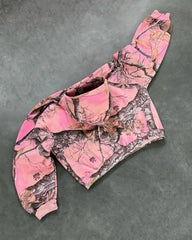 Streetwear Pink Camo Zipper Hoodie Y2k Harajuku Retro Gothic Two Piece Sets